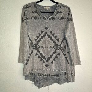 Jess & Jane Aztec Rough Edge Tunic Top SMALL